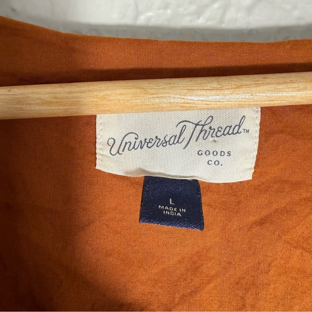 Universal Thread Rust Orange Eyelet Mini Dress Size L 100% Cotton Casual Boho - Picture 4 of 7